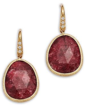 Marco Bicego 18K Lunaria Color Thulite & Diamond Drop Earrings - Red