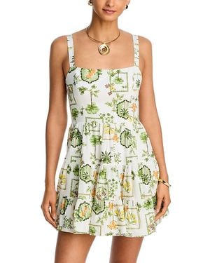 Aqua Garden Print Mini Dress - Multicolor