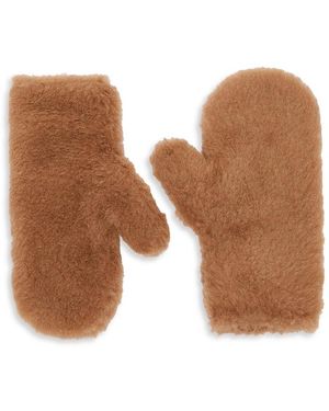 Max Mara Ombrato Alpaca Blend Teddy Mittens - Brown