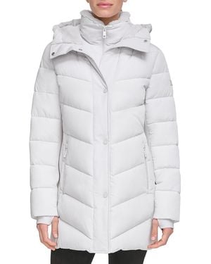 Calvin Klein Faux Fur Trim Puffer Coat - Gray
