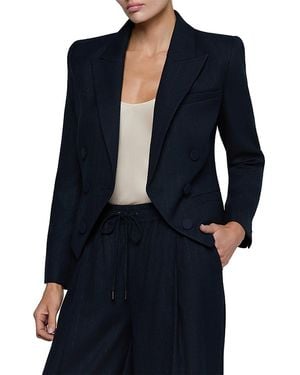 L'Agence Risa Cropped Double Breasted Blazer - Blue