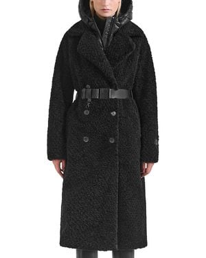 Rudsak Tina Long Teddy Jacket With Removable Puffer Hood - Black