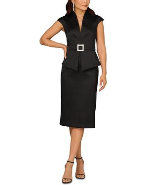 Aidan Mattox Mikado Buckle Sheath Dress - Black
