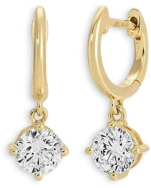 EF Collection 14K Lab Grown Diamond Droplet Huggie Hoop Earrings, 1.0 Tcw - Metallic