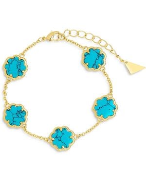 Sterling Forever Rose Petal Station Bracelet - Blue