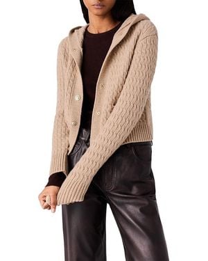 Maje Wool Hooded Cardigan Sweater - Black