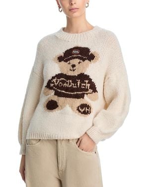 Vintage Havana X Von Dutch Jacquard Bear Crewneck Sweater - Natural