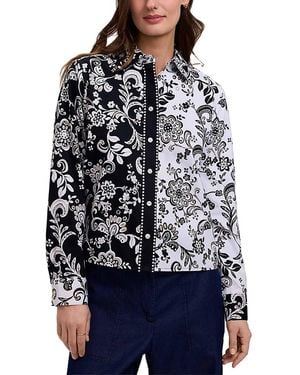 Foxcroft Jodie Colorblocked Shirt - Blue