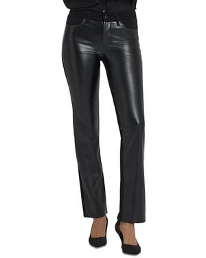 NYDJ Marilyn Faux Leather Straight Pants - Black