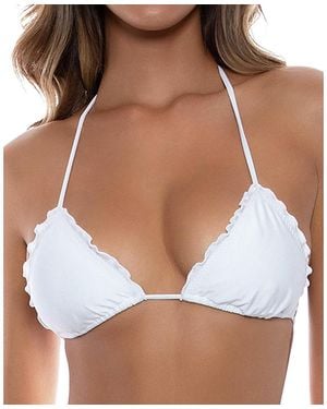 Luli Fama Buena Wavy Triangle Bikini Top - White
