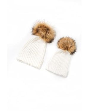 Accouchée Mom N Me Beanie Set- 2 Pcs - White