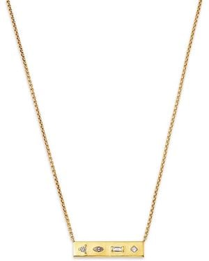 Zoe Chicco 14K Diamond Multi Cut Mosaic Bar Necklace, 0.21 Tcw - Metallic