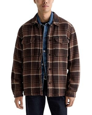 AG Jeans Grant Cotton Plaid Pocket Overshirt - Brown