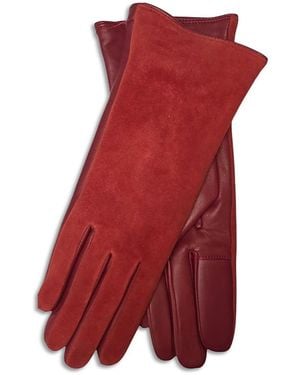 Bloomingdale's Labonia Leather & Suede Gloves - Red