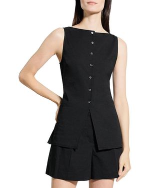 Theory Good Linen Boatneck Cutaway Vest Top - Black