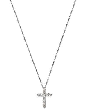 Bloomingdale's Fine Collection Diamond Small Cross Pendant Necklace - Metallic
