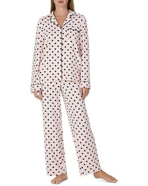 Kate Spade Brushed Sweater Knit Notch Collar Pajama Set - White