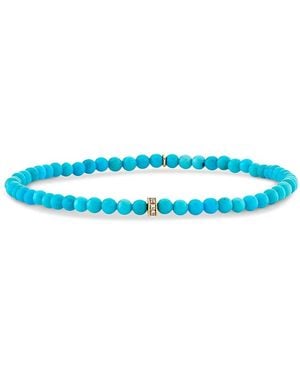Sydney Evan 14K Diamond Accent Bead Stretch Bracelet - Blue