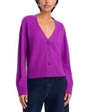 Aqua 100% Cashmere V Neck Cardigan - Purple