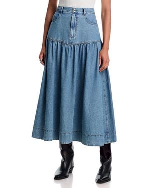 The Great The Western Yoke Cotton Denim Skirt - Blue