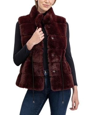 Lyla Grant Faux Fur Rex Rabbit Vest - Red