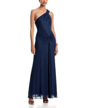 BCBGMAXAZRIA One Shoulder Embellished Gown - Blue
