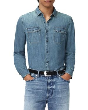 John Varvatos Otto Denim Snap Front Shirt - Blue