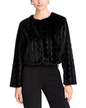 Tahari Crewneck Faux Fur Shrug - Black