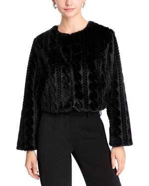 Tahari Crewneck Faux Fur Shrug - Black