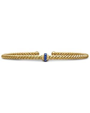 David Yurman 18K Cable Classics Pave Center Station Bracelet - Natural