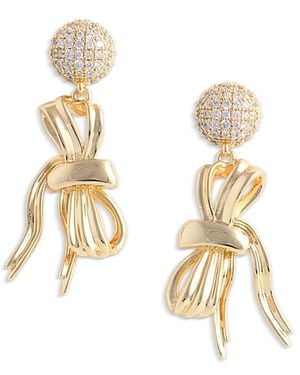 Self-Portrait Self Portrait Crystal Bow Drop Earrings - Metallic