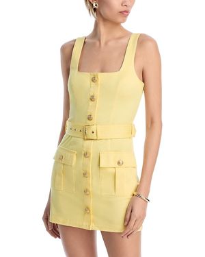 L'Agence Midy Button Front Mini Dress - Yellow