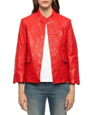 Zadig & Voltaire Veryn Cuir Froisse Leather Jacket - Red