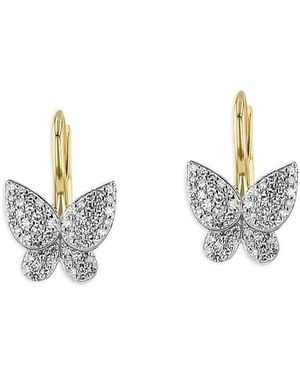 Phillips House Rhodium & 14K Diamond Petite Butterfly Leverback Earrings - Metallic