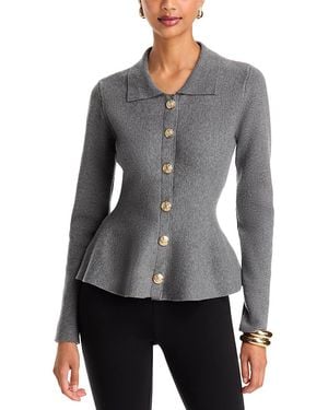 Generation Love Veronica Fold Collar Peplum Hem Cardigan - Gray