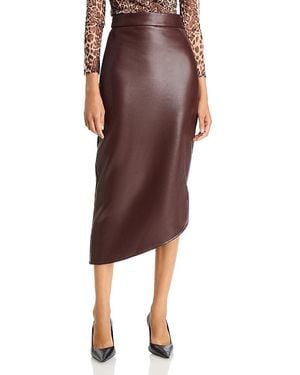 AREA STARS Bailey Faux Leather Asymmetric Hem Skirt - Brown