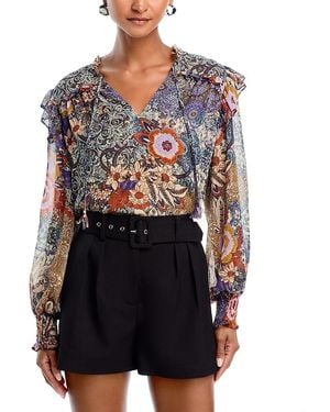 Aqua Ruffled Boho Top - Black