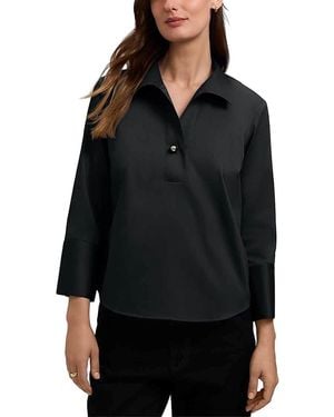 Foxcroft Catalina Sateen Popover Blouse - Black