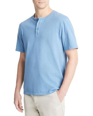 Vince Regular Fit Short Sleeve Henley Tee - Blue