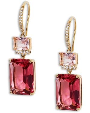 Nadri Macaron Cubic Zirconia Double Drop Earrings - Red