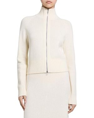 Theory Wool & Cashmere Turtleneck Cardigan Sweater - White