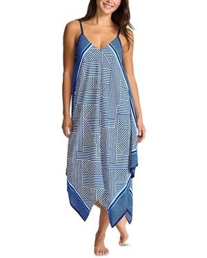 Tommy Bahama Fractured Stripe Swim Cover-Up Dress - Blue