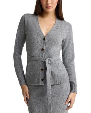 St. John Wool Belted Cardigan - Gray