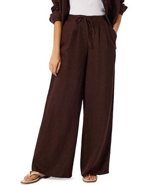 Whistles Wide Leg Linen Pants - Brown