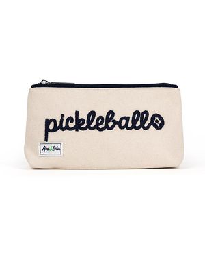 Ame & Lulu Pickleball Stitched Brush It Off Cosmetic Case - Natural