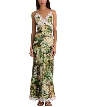 Alice + Olivia Julietta Lace Trim Midi Slip Dress - Green
