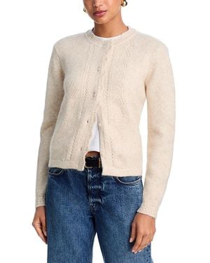 Aqua Pointelle Ruffle Cardigan - Blue