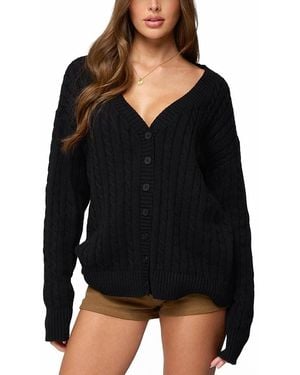 Edikted Francine Oversized V Neck Cardigan - Black