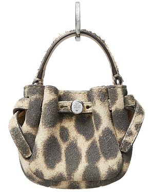 Tory Burch Romy Suede Bucket Bag Key Fob - Metallic
