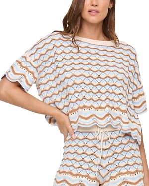 LSPACE Space Sunchaser Scalloped Cover Up Crop Top - Brown
